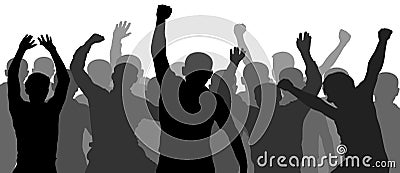 People having fun celebrating. Crowd of fun people on party, holiday. Demonstration, protest. Vector Illustration